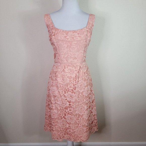Jill Stuart Dresses & Skirts - JILL STUART Women's Dusty Coral Sleeveless Lace Overlay A Line Dress Size 8